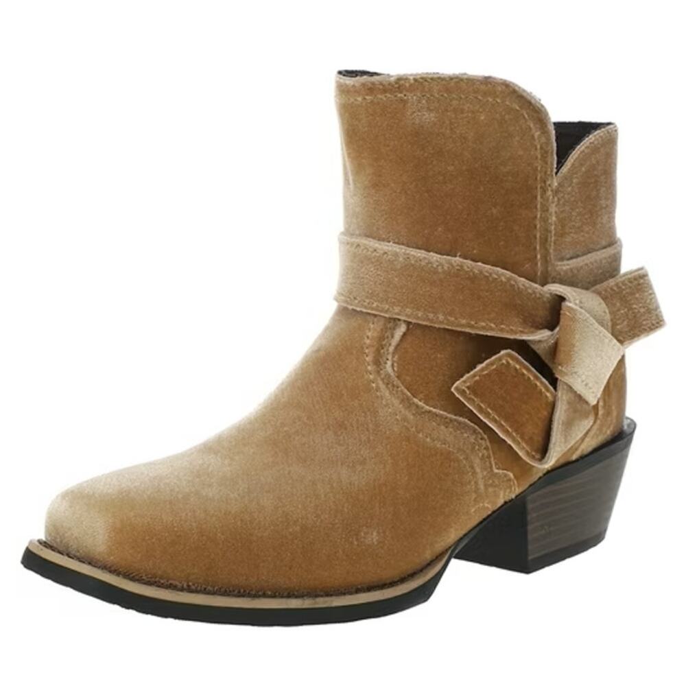Justin Boots Womens Elana Ankle Bootie US 9 B Brown Velvet NWT